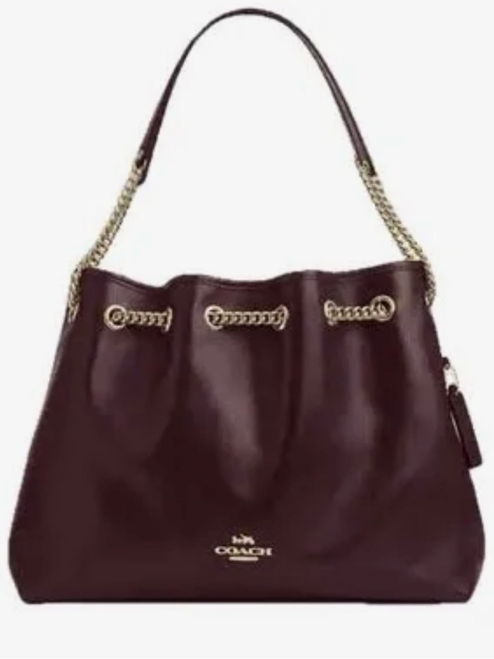 🍷 NWT Coach Evelyn Shoulder Bag Leather Dark Wine Gold CCZ79 🍷